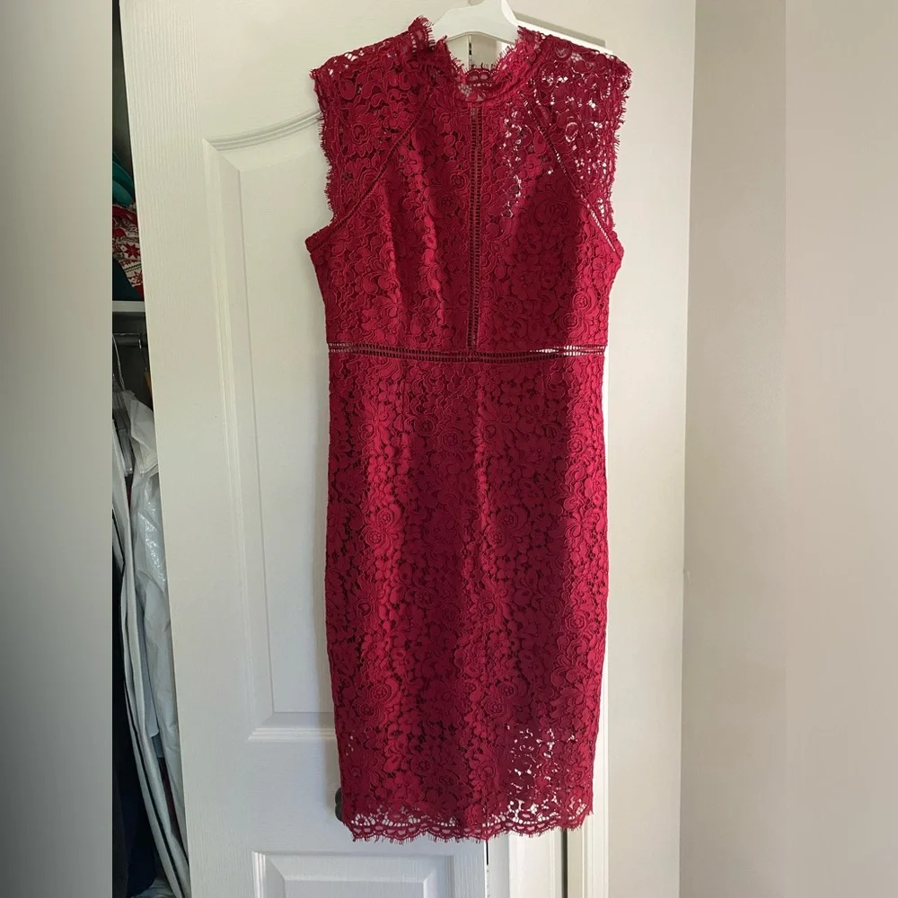 NWT Bardot Lace Cut Out Sleeveless Dress - Red - Picture 3 of 6